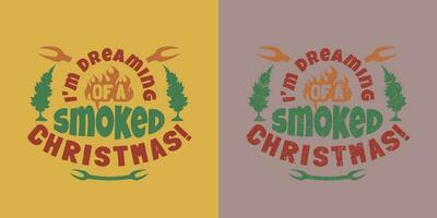 Smoked Christmas Retro Vintage Hand Drawn Badge Design Vector