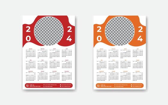 Modern and unique 2024 calendar design template vector