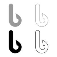 Hook set icon grey black color vector illustration image solid fill outline contour line thin flat style