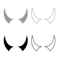 Horn of devil horns monster from hell Halloween carnival concept demon satan evil set icon grey black color vector illustration image solid fill outline contour line thin flat style