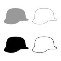 alemán casco de mundo guerra dos 2 stahlhelm ww2 conjunto icono gris negro color vector ilustración imagen sólido llenar contorno contorno línea Delgado plano estilo