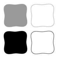 Square have rounded corners rectangle shape set icon grey black color vector illustration image solid fill outline contour line thin flat style