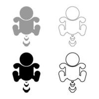 Child farts puffing set icon grey black color vector illustration image solid fill outline contour line thin flat style