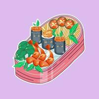Premium Vector  Bento box in kawaii style cute colorful illustration  japanese food in a lunch box anime and chibi
