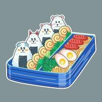 Bento Box In Kawaii Style Cute Colorful Illustration Japanese Food In A Lunch  Box Anime And Chibi Vector Stock Illustration - Download Image Now - iStock