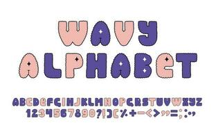 Cute alphabet, numbers, and symbols. Set of funky letters. Vector. vector