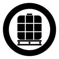 IBC intermediate bulk container tank for liquids fluid water storage reservoir icon in circle round black color vector illustration image solid outline style