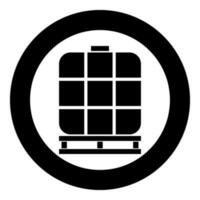 IBC intermediate bulk container tank for liquids fluid water storage reservoir icon in circle round black color vector illustration image solid outline style