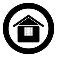 Prison jail gaol House with grate on window citadel home icon in circle round black color vector illustration image solid outline style