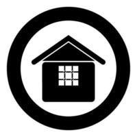 Prison jail gaol House with grate on window citadel home icon in circle round black color vector illustration image solid outline style