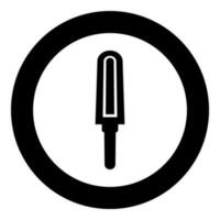 Hand metal detector held personal airport security concept scanner icon in circle round black color vector illustration image solid outline style