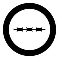 Barbed wire prison concept icon in circle round black color vector illustration image solid outline style
