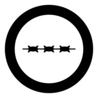 Barbed wire prison concept icon in circle round black color vector illustration image solid outline style