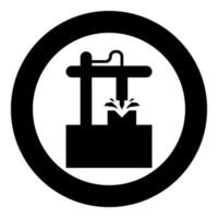 Cnc 3D milling machine technology automated concept icon in circle round black color vector illustration image solid outline style