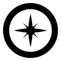 Star spark icon in circle round black color vector illustration image solid outline style