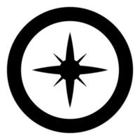 Star spark icon in circle round black color vector illustration image solid outline style