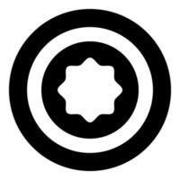 Rubber gasket puck under rounded octagon in circle icon in circle round black color vector illustration image solid outline style