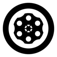 The drum of the revolver icon in circle round black color vector illustration image solid outline style