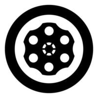 The drum of the revolver icon in circle round black color vector illustration image solid outline style