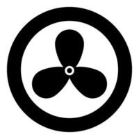 Fan car problem warning cooler icon in circle round black color vector illustration image solid outline style