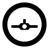 Headlamp torch flashlight travel head lantern roadtrip gear LED headlight hiking icon in circle round black color vector illustration image solid outline style