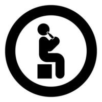 Man human drinking water alcohol beer from bottle sitting position icon in circle round black color vector illustration image solid outline style