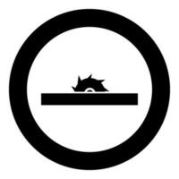 Circular saw bench table wheel blade carpentry workshop concept icon in circle round black color vector illustration image solid outline style