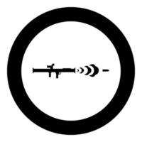 Shot from the bazouka anti tank system icon in circle round black color vector illustration image solid outline style