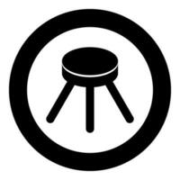 Stool with three legs furniture legged household concept icon in circle round black color vector illustration image solid outline style