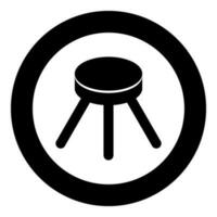 Stool with three legs furniture legged household concept icon in circle round black color vector illustration image solid outline style