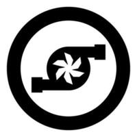 Turbine car mobile concept automobile turbo charger repair service turbocharger icon in circle round black color vector illustration image solid outline style