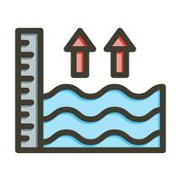 Sea Level Rise Vector Thick Line Filled Colors Icon Design