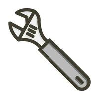 Adjustable Wrench Vector Thick Line Filled Colors Icon Design