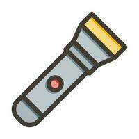 Flashlight Vector Thick Line Filled Colors Icon Design