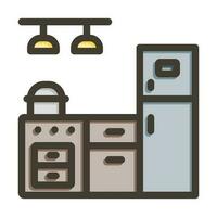Kitchen Vector Thick Line Filled Colors Icon Design
