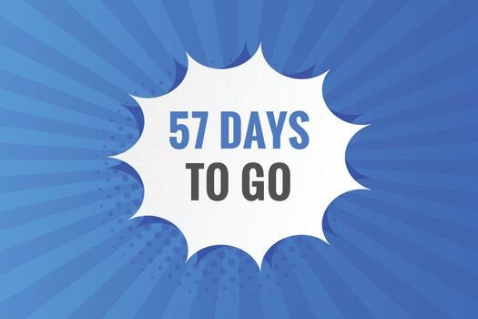 57 dias a Vamos cuenta regresiva modelo. 57 día cuenta regresiva izquierda dias bandera diseño vector