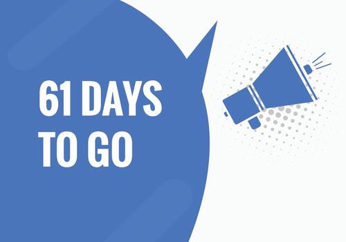 61 days to go countdown template. 61 day Countdown left days banner design vector