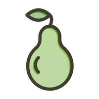 Pear Thick Line Filled Colors For Personal And Commercial Use. vector