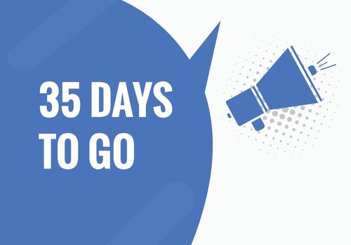 35 dias a Vamos texto web botón. cuenta regresiva izquierda 35 día a Vamos bandera etiqueta vector