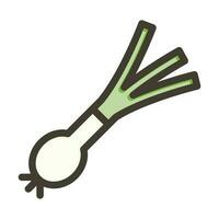 Spring Onion Thick Line Filled Colors For Personal And Commercial Use. vector