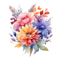 Watercolor floral bouquet illustration, flowers. png