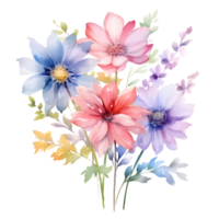 Watercolor floral bouquet illustration, flowers. png