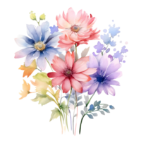 waterverf bloemen boeket illustratie, bloemen. ai gegenereerd png