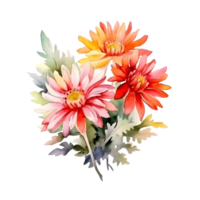 Aquarell Blumen- Strauß Illustration, wedelia Blume, ai generiert png