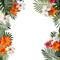 verano tropical antecedentes con espacio para texto, varios flores, verde hojas. ai generado png