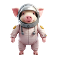 3D cute pig mascot wearing astronaut costume. ai generated png