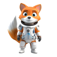 3D cute fox mascot wearing astronaut costume. ai generated png