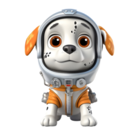 3d söt hund maskot bär astronaut kostym. ai genererad png