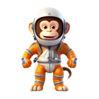 3d linda mono mascota vistiendo astronauta traje. ai generado png