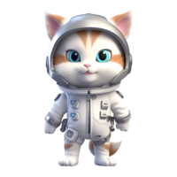 3d söt katt maskot bär astronaut kostym. ai genererad png